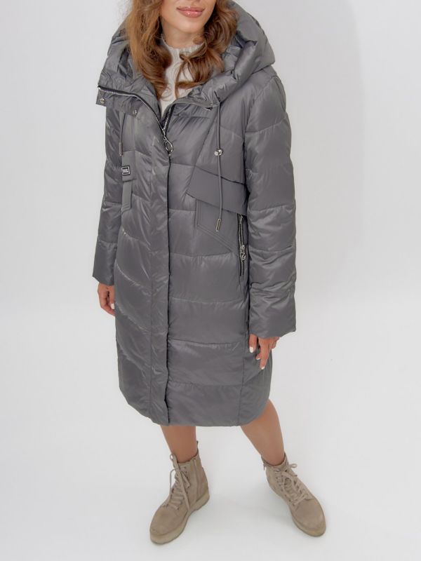 Women's warm winter coat dark gray 11201TC