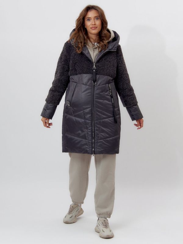Women's warm winter coat dark gray 11209TC