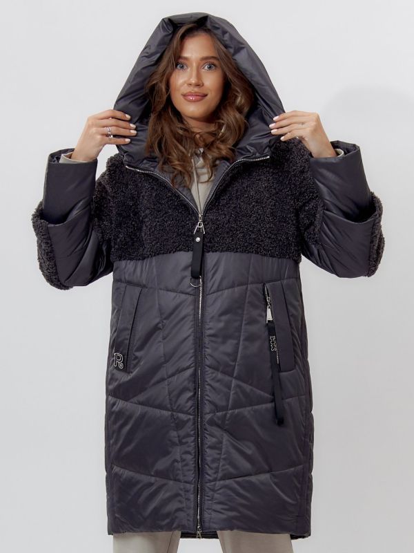 Women's warm winter coat dark gray 11209TC