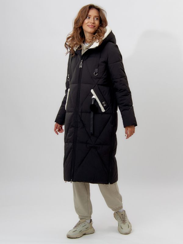 Women's black winter coat 112227Ch