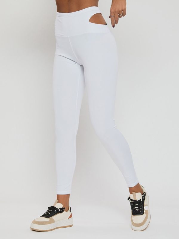 White sports leggings for women 11922Bl