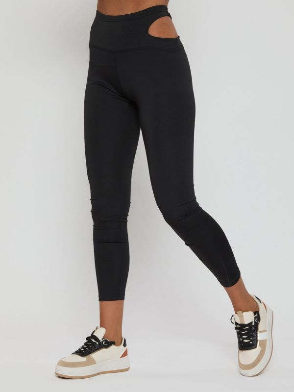 Black sports leggings for women 11922Ch