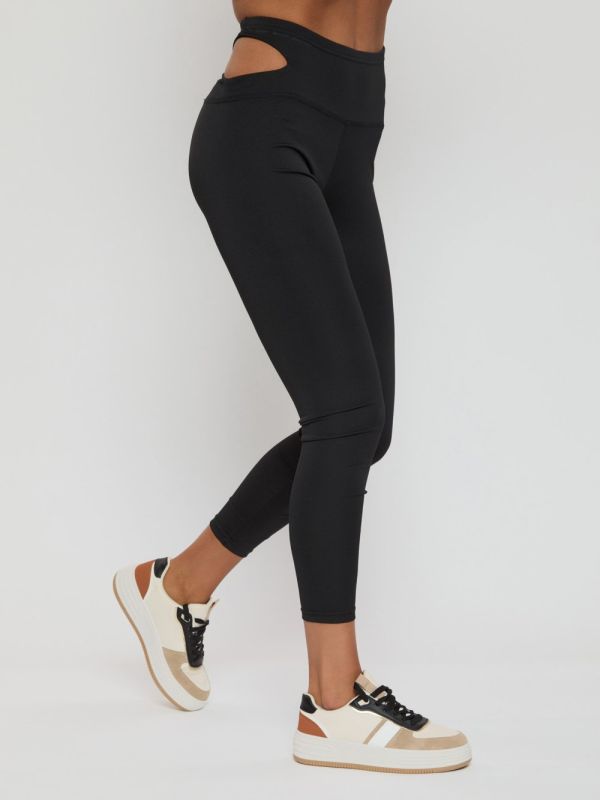 Black sports leggings for women 11922Ch
