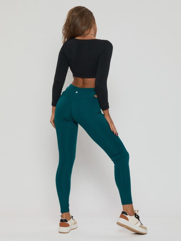Sports leggings for women dark green 11922TZ