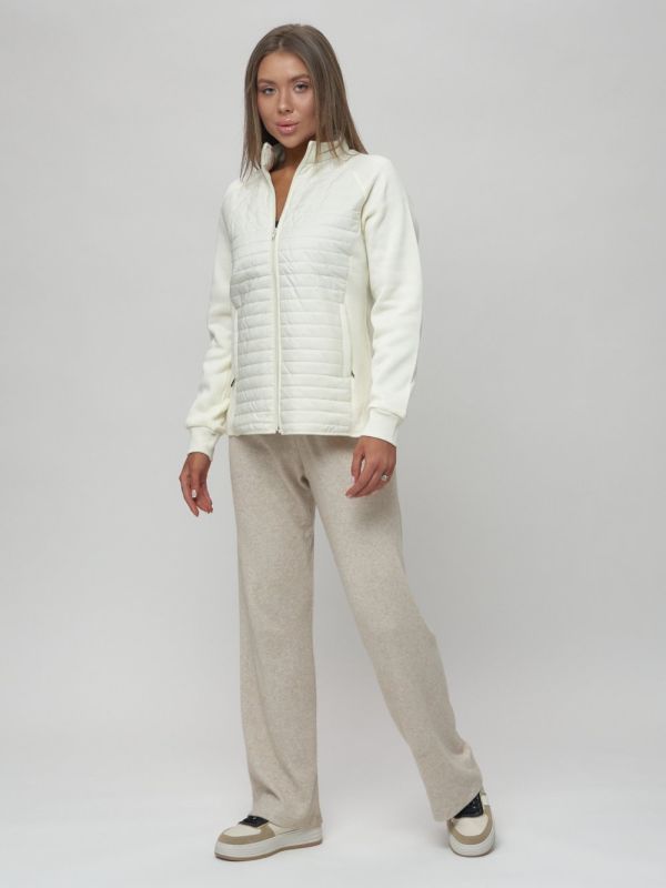 Beige women's sweatshirt with a zipper 2160B