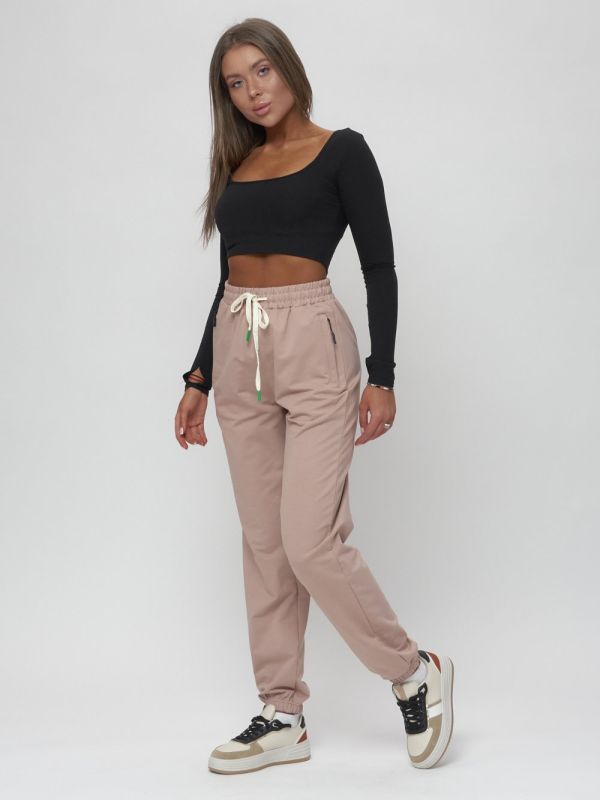 Joggers sports knitted women's large size beige 320B