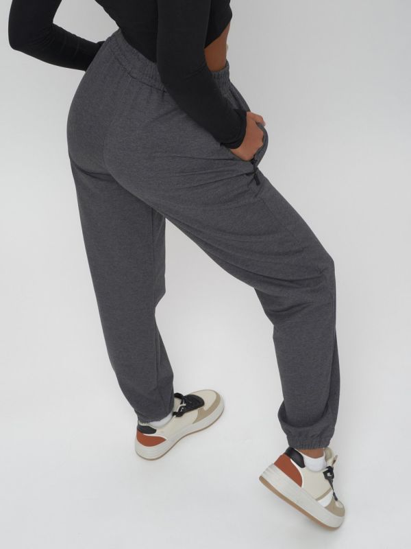 Joggers sports knitted women's large size gray 320Sr