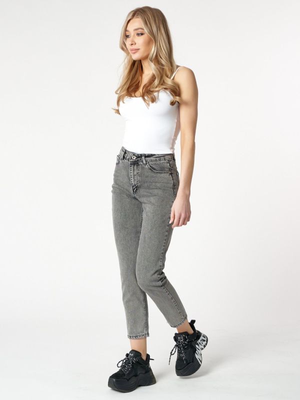 Jeans for women with a high waist, gray 536_28Sr