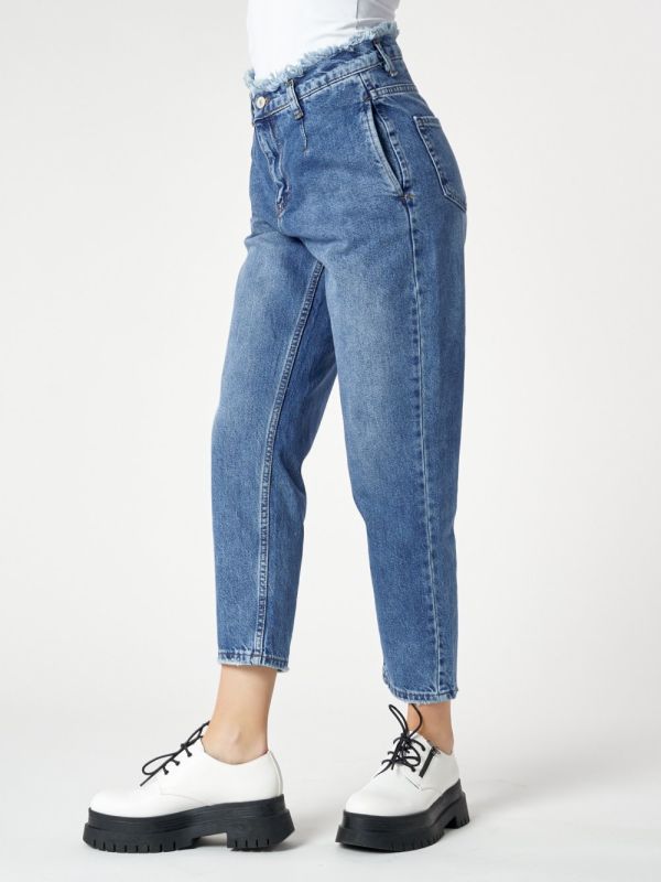 Women's straight-cut jeans with a high waist in blue 816-1S