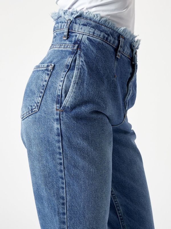 Women's straight-cut jeans with a high waist in blue 816-1S