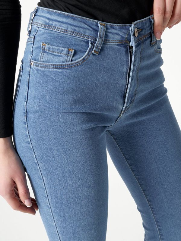 Flared jeans for women with a high waist of blue color 821Gl