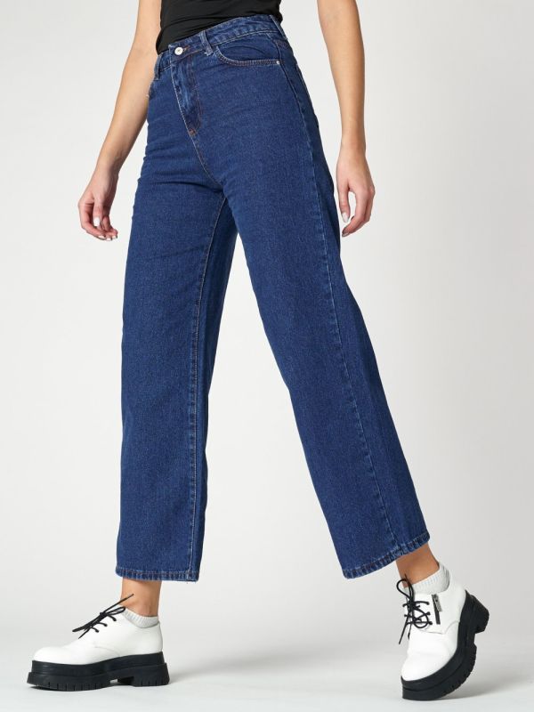 Flared jeans for women with a high waist in dark blue 950TS