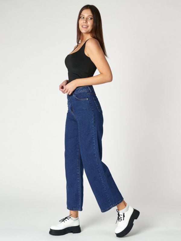 Flared jeans for women with a high waist in dark blue 950TS